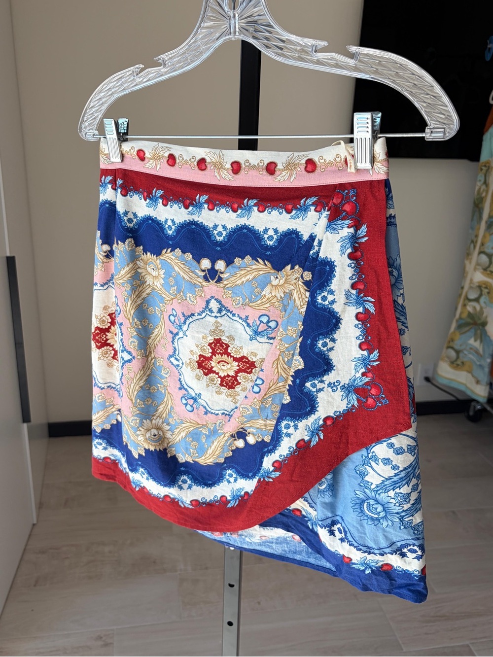 Farm Rio Mixed Cherry Royalty Scarf Mini Skirt - Picture 4 of 6